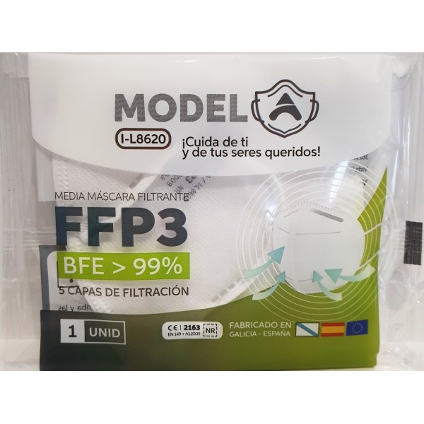 MASCARILLA FFP3 BLANCA. FABRICADA EN ESPAÑA